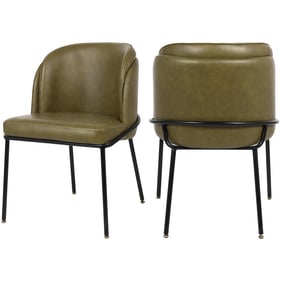 2 Meridian Furniture Jagger Olive Vegan Leather Dining Chairs