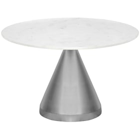 Meridian Furniture Emery White Marble Brushed Silver Dining Table