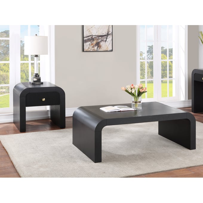 Meridian Furniture Artisto Black 3pc Coffee Table Set MRD-888Black-OCT-S1