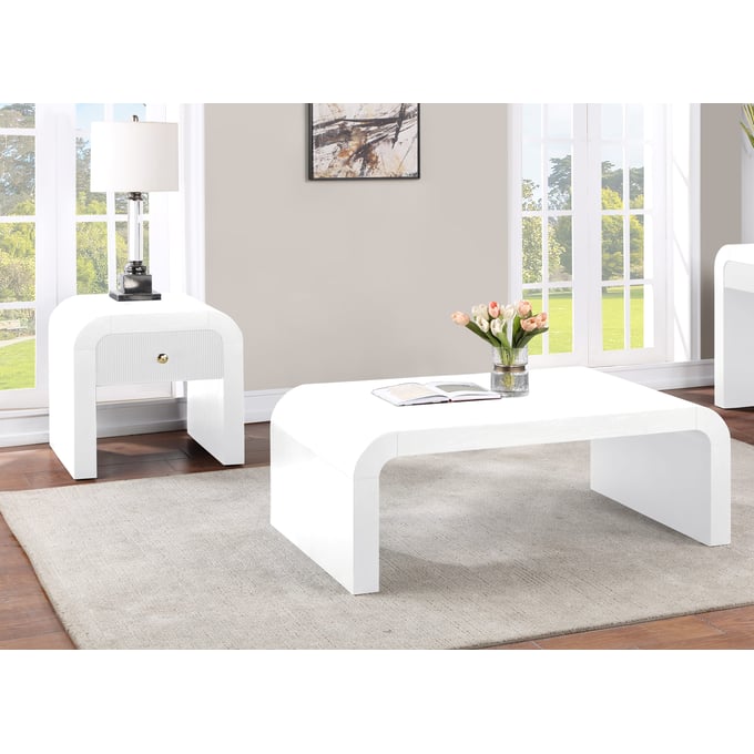 Meridian Furniture Artisto White 3pc Coffee Table Set MRD-888White-OCT-S1