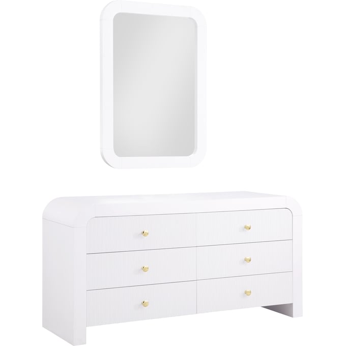 Meridian Furniture Artisto White Dresser and Mirror MRD-888White-DM