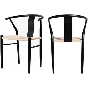 2 Meridian Furniture Beck Black Beige Rope Dining Chairs