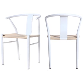 2 Meridian Furniture Beck White Beige Rope Dining Chairs