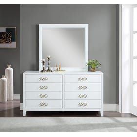 Meridian Furniture Bowtie White Gold Dresser And Mirror