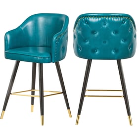 2 Meridian Furniture Barbosa Blue Vegan Leather Bar Stools