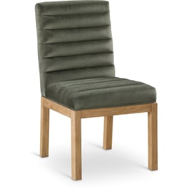 Meridian Furniture Evelyn Green Velvet Natural Dining Chair