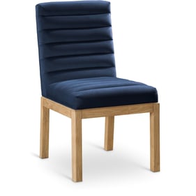 Meridian Furniture Evelyn Navy Velvet Natural Dining Chair