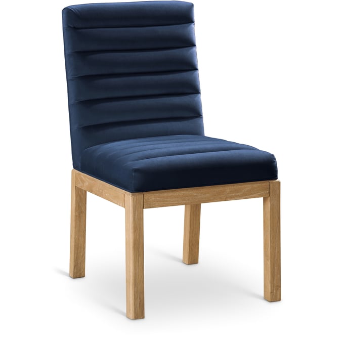 Meridian Furniture Evelyn Navy Velvet Natural Dining Chair MRD-901NAVY-C