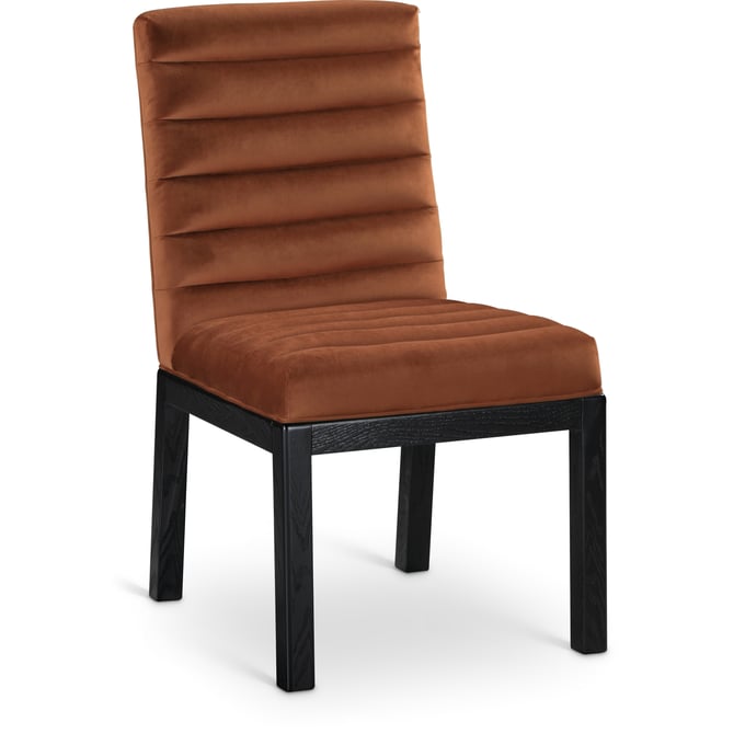 Meridian Furniture Evelyn Cognac Velvet Black Dining Chair MRD-902COGNAC-C