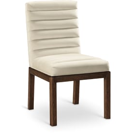 Meridian Furniture Evelyn Cream Velvet Brown Dining Chair