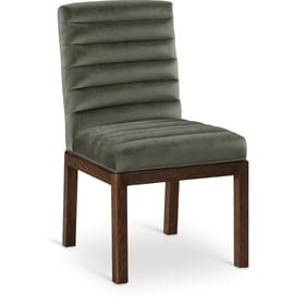 Meridian Furniture Evelyn Green Velvet Brown Dining Chair