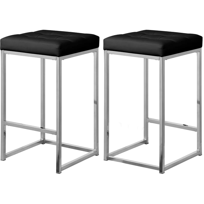 2 Meridian Furniture Nicola Black Vegan Leather Counter Height Stools MRD-905BLACK-C