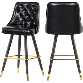 2 Meridian Furniture Portnoy Black Vegan Leather Bar Stools