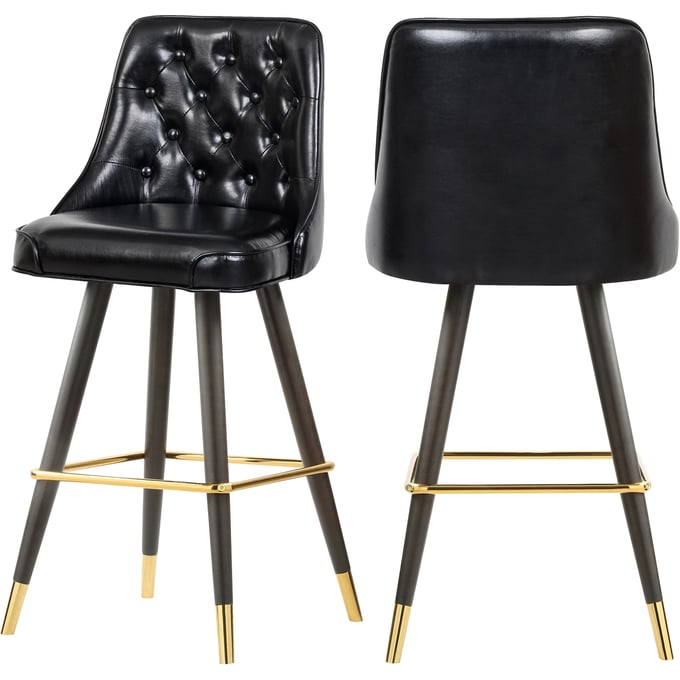 2 Meridian Furniture Portnoy Black Vegan Leather Bar Stools MRD-908BLACK-C