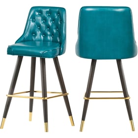 2 Meridian Furniture Portnoy Teal Vegan Leather Bar Stools