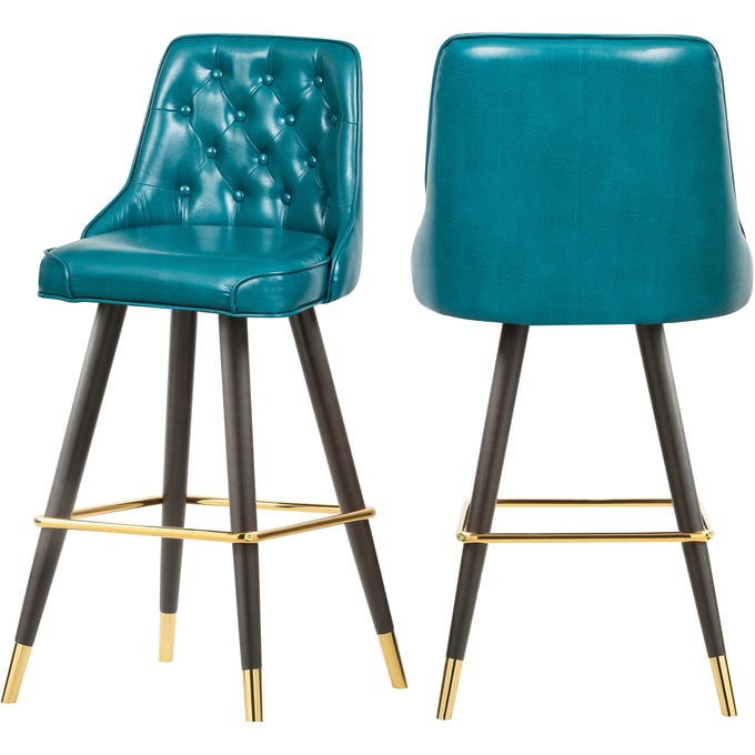 2 Meridian Furniture Portnoy Teal Vegan Leather Bar Stools MRD-908BLUE-C