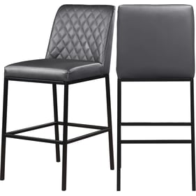 2 Meridian Furniture Bryce Grey Vegan Leather Bar Stools