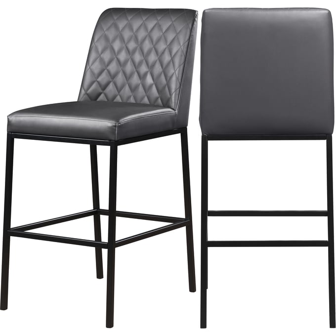 2 Meridian Furniture Bryce Grey Vegan Leather Bar Stools MRD-919GREY-C