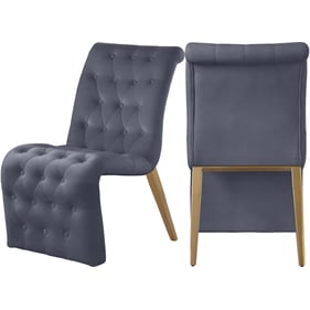 2 Meridian Furniture Curve Grey Velvet Dining Chairs