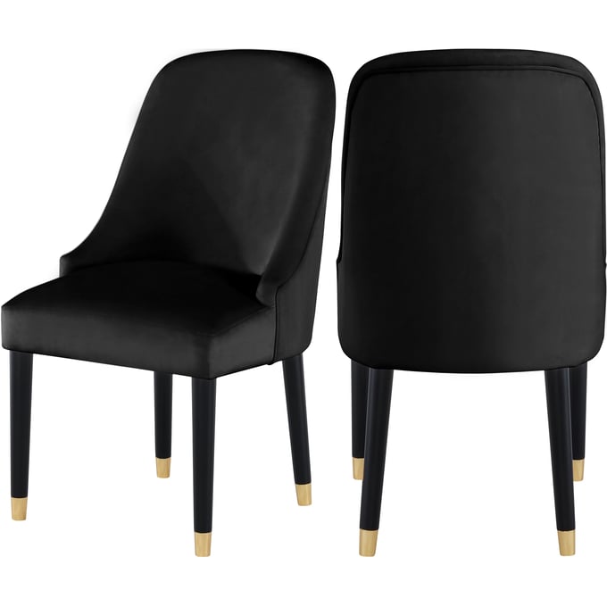 2 Meridian Furniture Omni Black Velvet Dining Chairs MRD-923BLACK-C