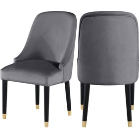 2 Meridian Furniture Omni Grey Velvet Dining Chairs