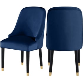 2 Meridian Furniture Omni Navy Velvet Dining Chairs