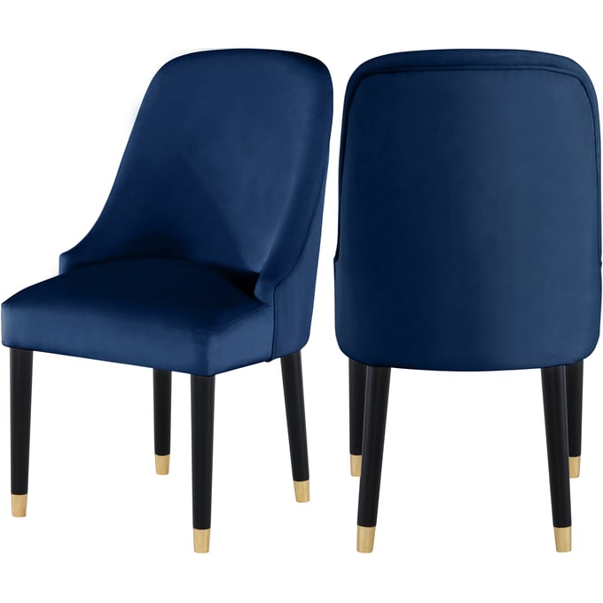 2 Meridian Furniture Omni Navy Velvet Dining Chairs MRD-923NAVY-C