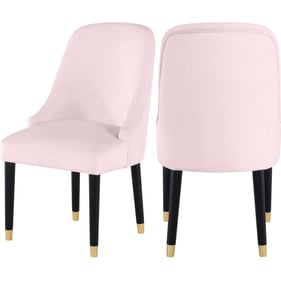 2 Meridian Furniture Omni Pink Velvet Dining Chairs