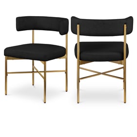 2 Meridian Furniture Rivage Black Textured Fabric Gold Dining Chairs