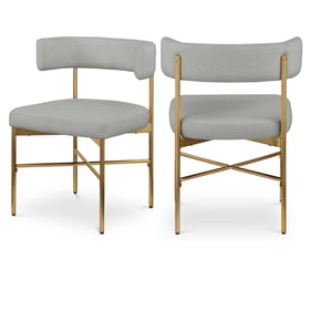 2 Meridian Furniture Rivage Light Grey Textured Fabric Gold Dining Chairs