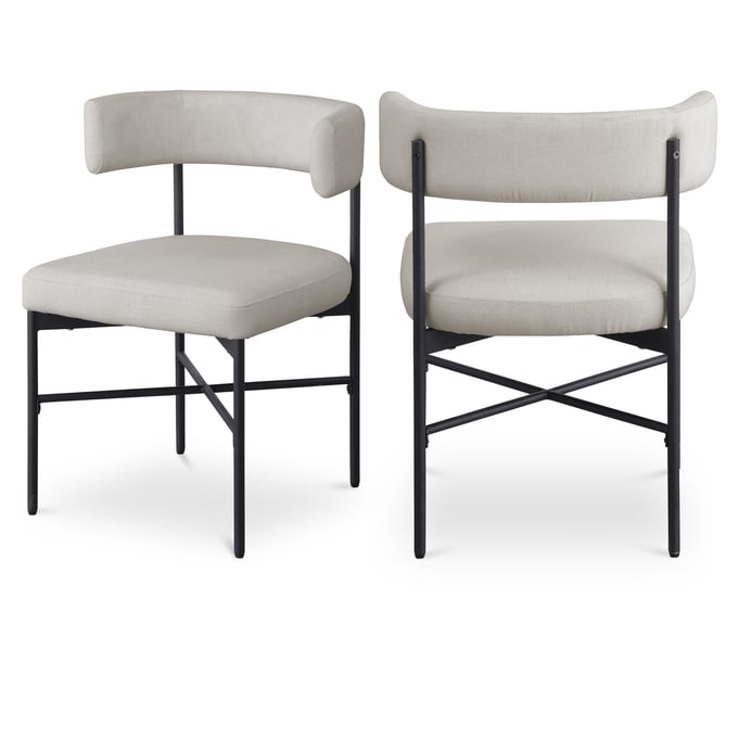 2 Meridian Furniture Rivage Beige Textured Fabric Black Dining Chairs MRD-928BEIGE-C