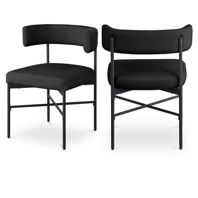 2 Meridian Furniture Rivage Black Textured Fabric Dining Chairs MRD-928BLACK-C