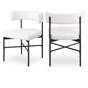 2 Meridian Furniture Rivage Cream Textured Fabric Black Dining Chairs