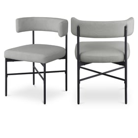 2 Meridian Furniture Rivage Light Grey Textured Fabric Black Dining Chairs