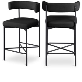 2 Meridian Furniture Rivage Black Fabric Counter Height Stools