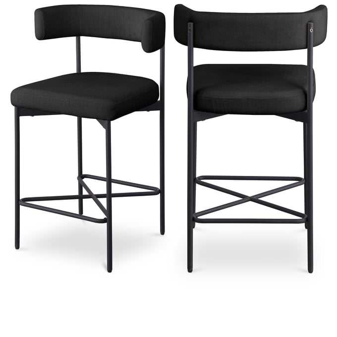 2 Meridian Furniture Rivage Black Fabric Counter Height Stools MRD-929BLACK-C