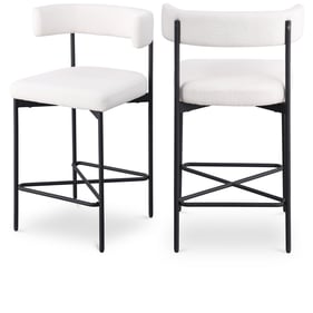 2 Meridian Furniture Rivage Cream Fabric Black Counter Height Stools