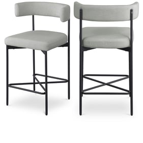 2 Meridian Furniture Rivage Light Grey Fabric Black Counter Height Stools