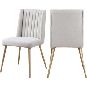 2 Meridian Furniture Eleanor Cream Gold Dining Chairs