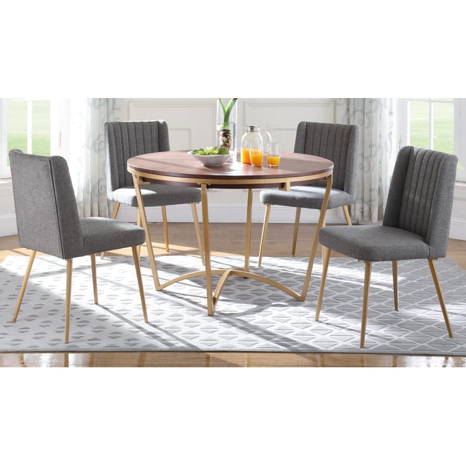 Meridian Furniture Eleanor Natural Walnut Grey 5pc Dining Room Set MRD-932-DR-S2