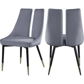 2 Meridian Furniture Sleek Grey Velvet Dining Chairs