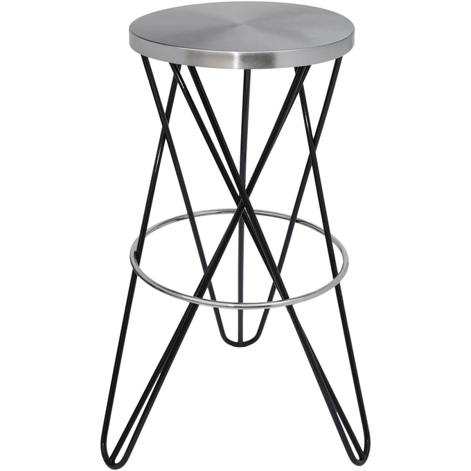 Meridian Furniture Mercury Black Silver Bar Stool MRD-948BLACK