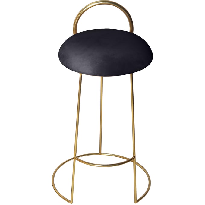 Meridian Furniture Ring Black Velvet Gold Counter Height Stool MRD-951BLACK-C