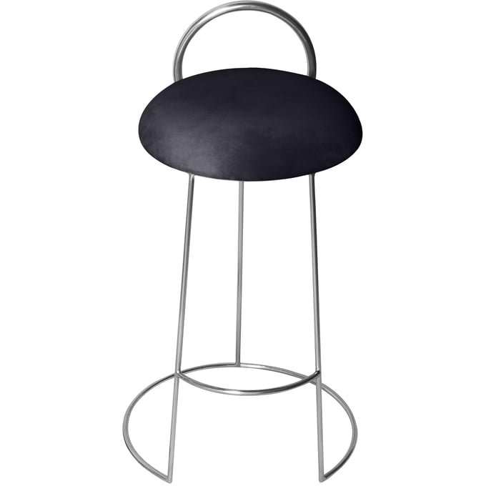 Meridian Furniture Ring Black Velvet Chrome Counter Height Stool MRD-952BLACK-C