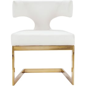 Meridian Furniture Alexandra White Vegan Leather Gold Dining Chair