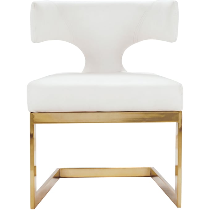 Meridian Furniture Alexandra White Vegan Leather Gold Dining Chair MRD-953WHITE-C