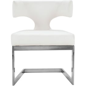 Meridian Furniture Alexandra White Vegan Leather Chrome Dining Chair