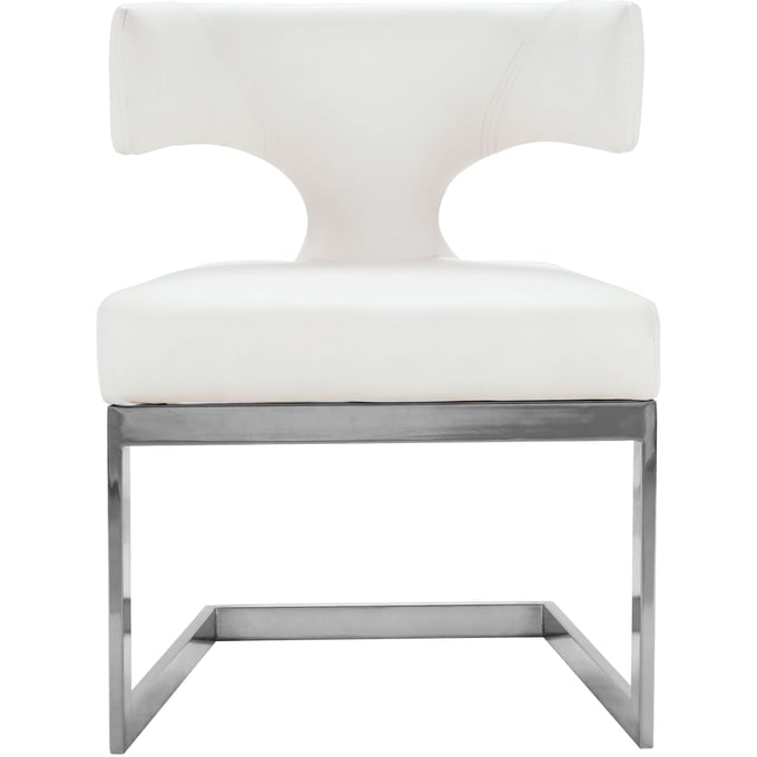 Meridian Furniture Alexandra White Vegan Leather Chrome Dining Chair MRD-954WHITE-C