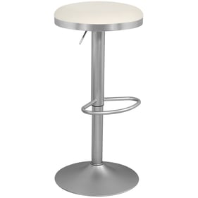 Meridian Furniture Brody White Vegan Leather Silver Adjustable Stool