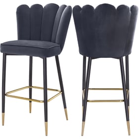 2 Meridian Furniture Lily Grey Velvet Bar Stools